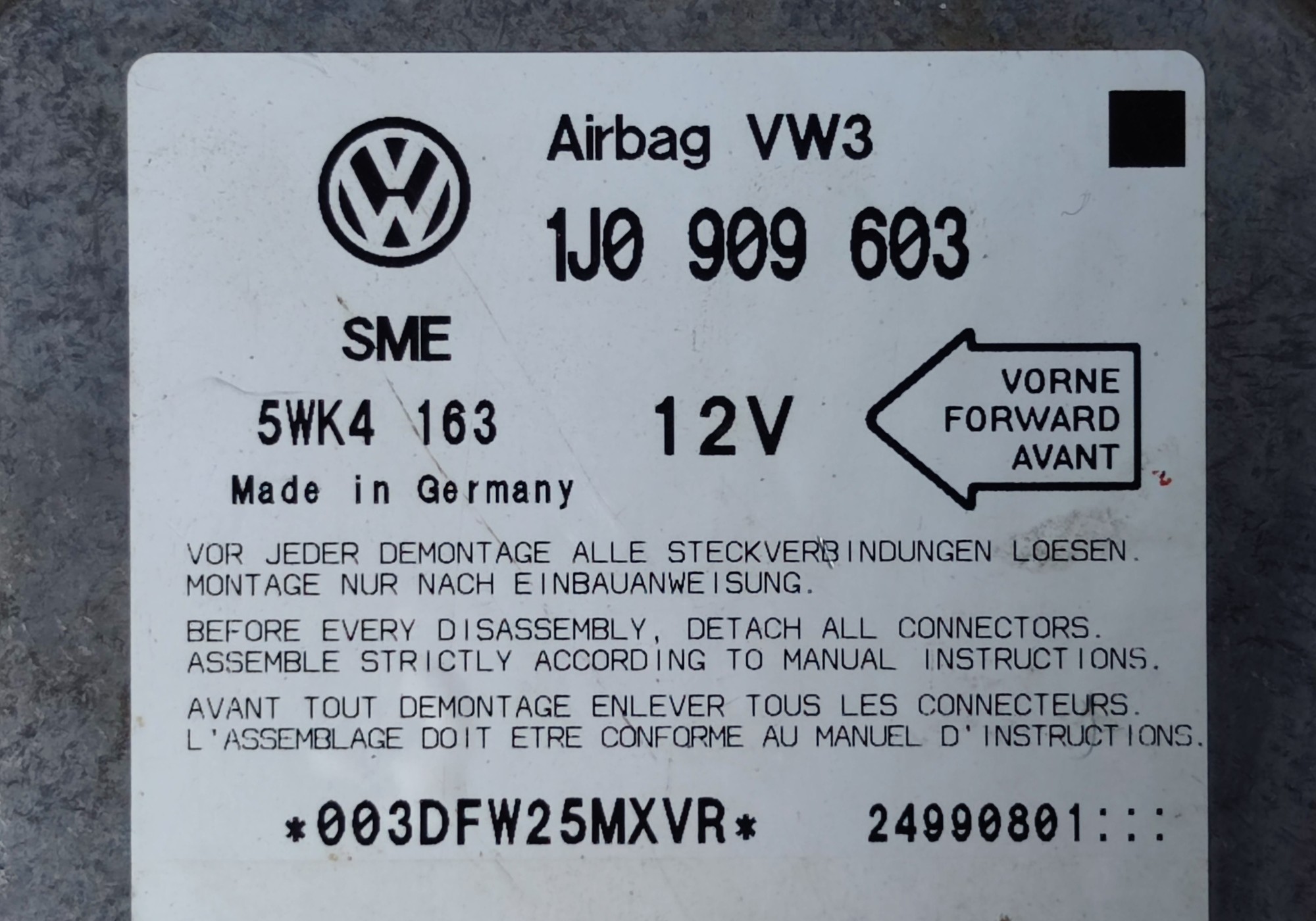 1J0909603 Блок управления подушками безопасности для Seat Cordoba