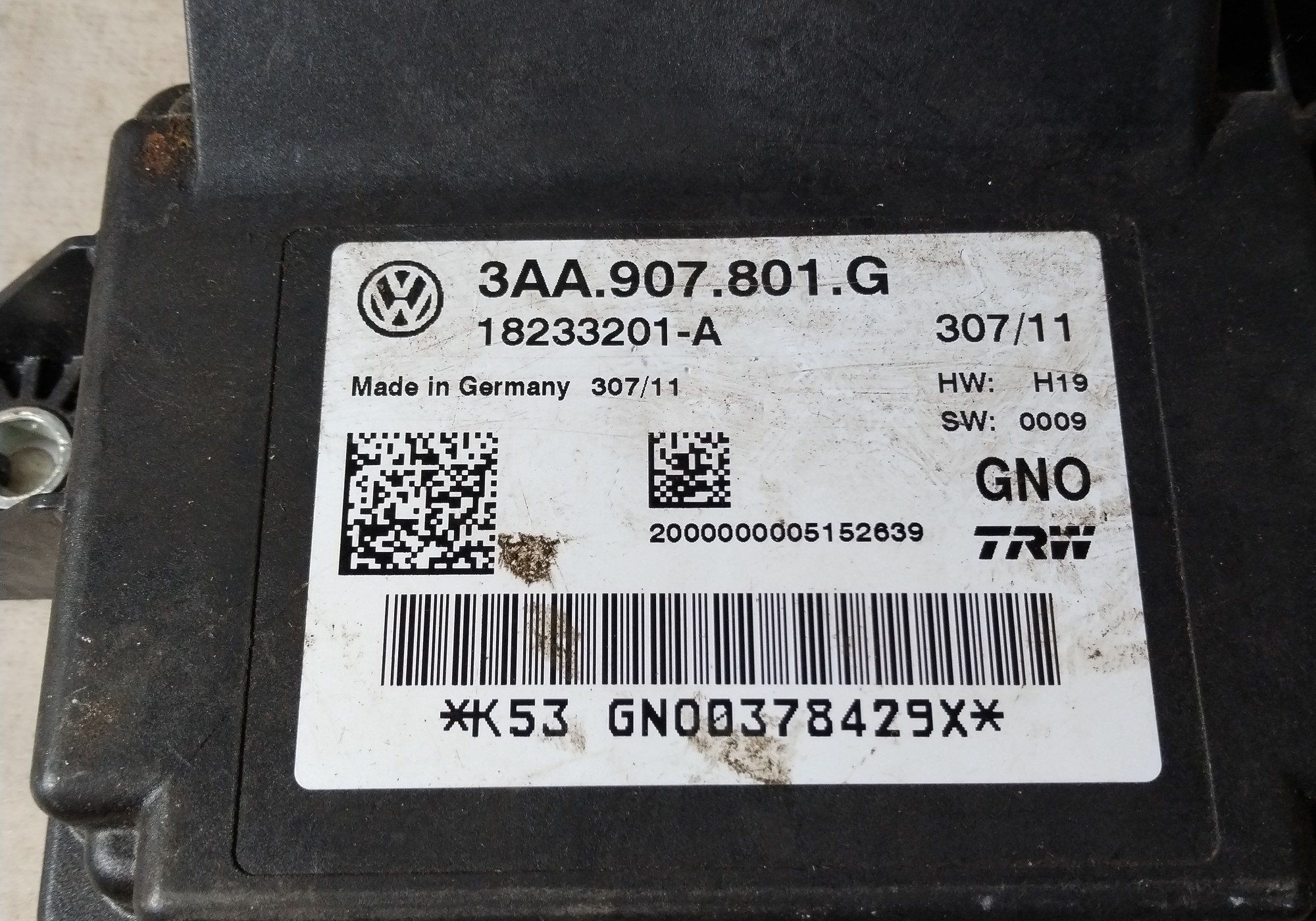 3AA907801G Блок управления стояночным тормозом для Volkswagen Sharan II (с 2010)
