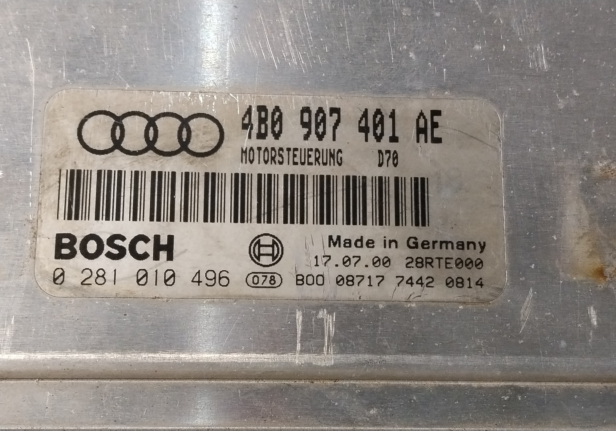 4B0907401AE Блок управления двигателем для Audi S6 C5 (с 1999 по 2004)