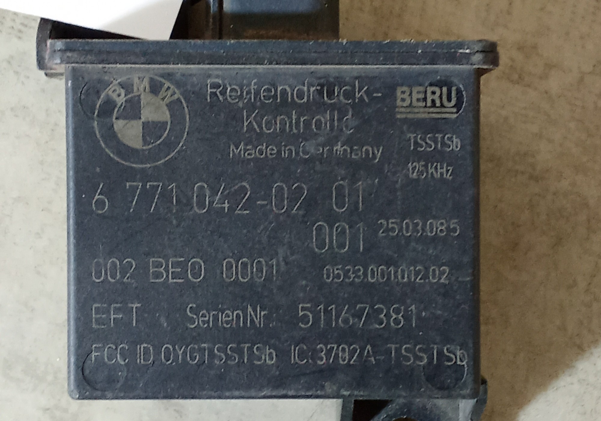 67710420201 Датчик давления в шинах для BMW 7