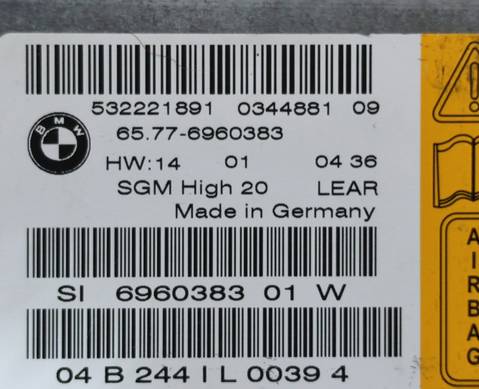 65776960383 Блок управления подушками безопасности для BMW 5 E60/E61 (с 2004 по 2010)