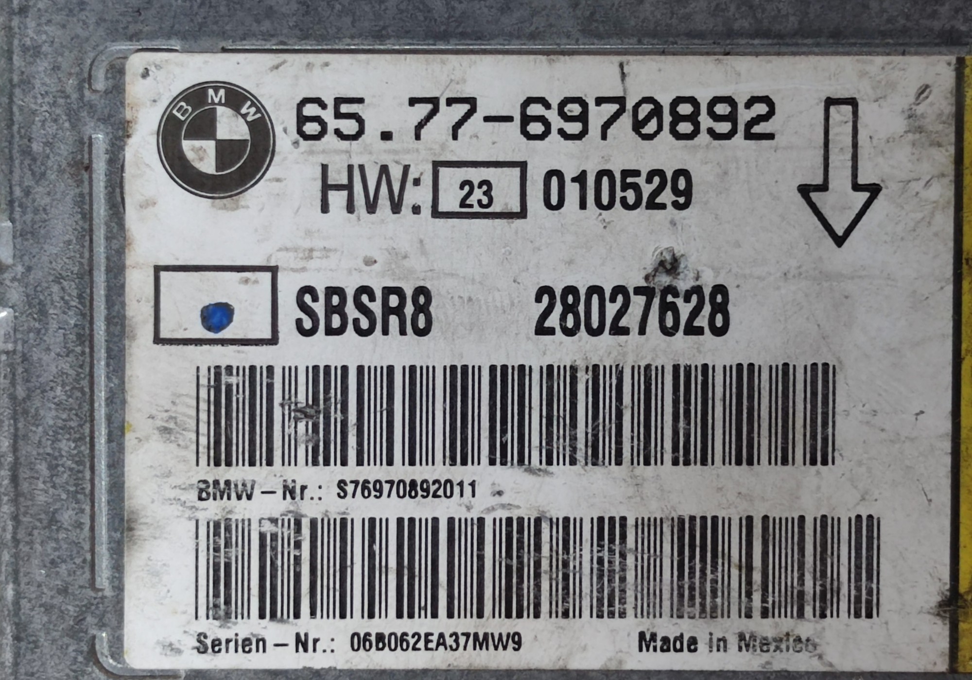 65776970892 Блок управления подушками безопасности для BMW 7 E65/E66 (с 2001 по 2008)