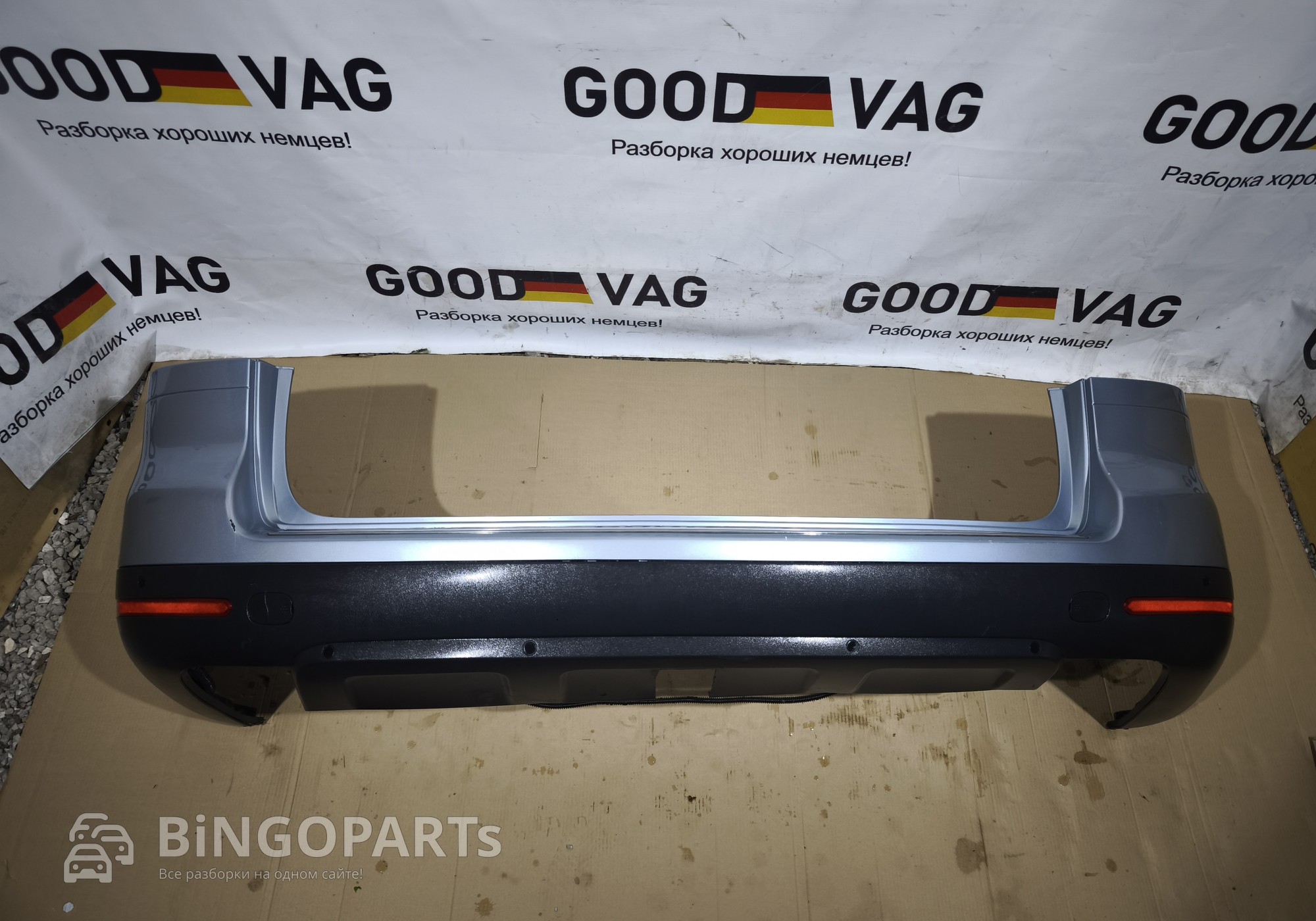 7L6807421 Бампер задний сине-серый 2002-2009 дизель для Volkswagen Touareg I (с 2002 по 2010)