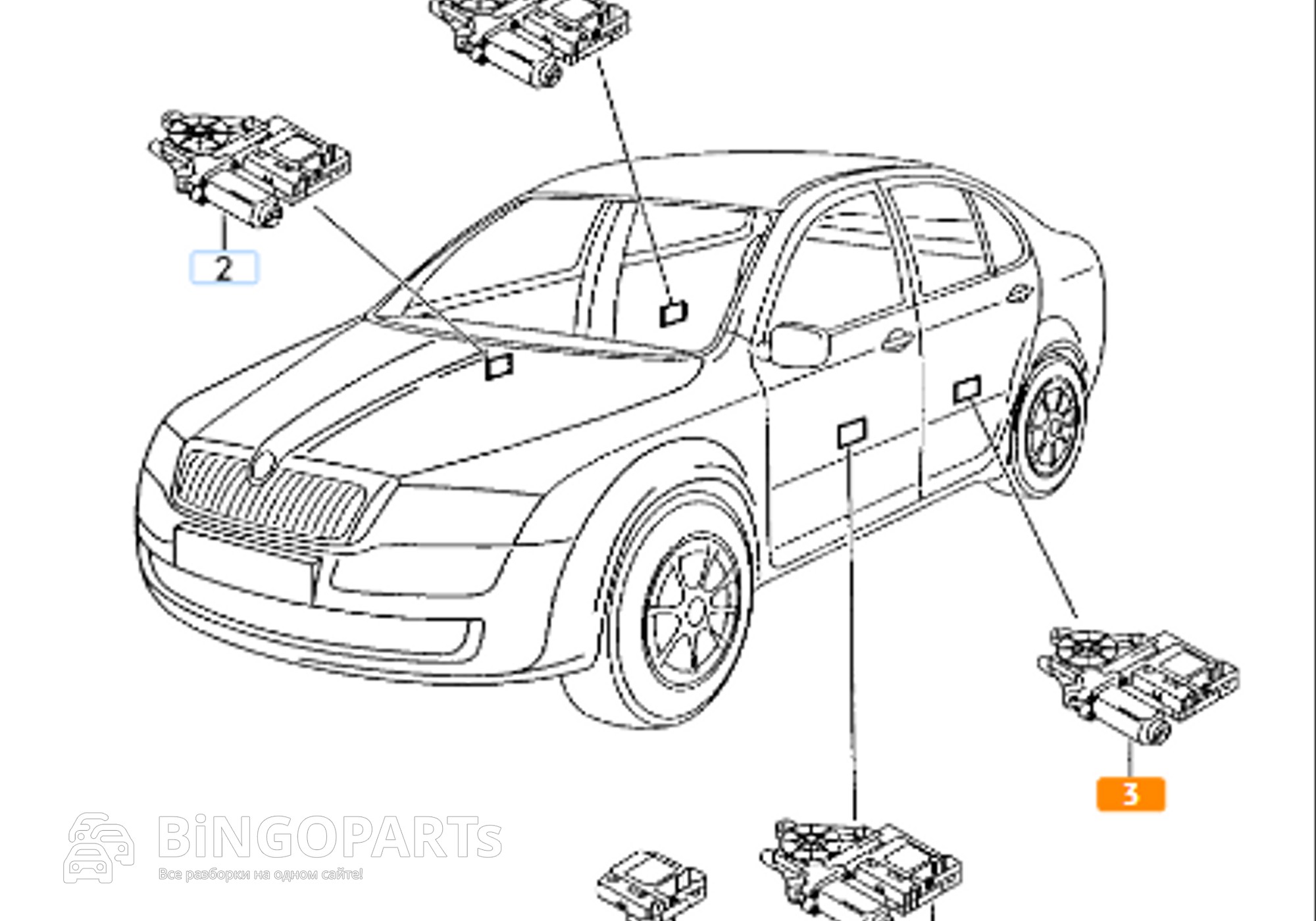 Моторчик стеклоподъемника Октавия A5 для Skoda Octavia II (с 2004 по 2013)