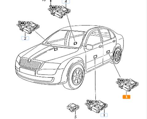 Моторчик стеклоподъемника Октавия A5 для Skoda Octavia II (с 2004 по 2013)