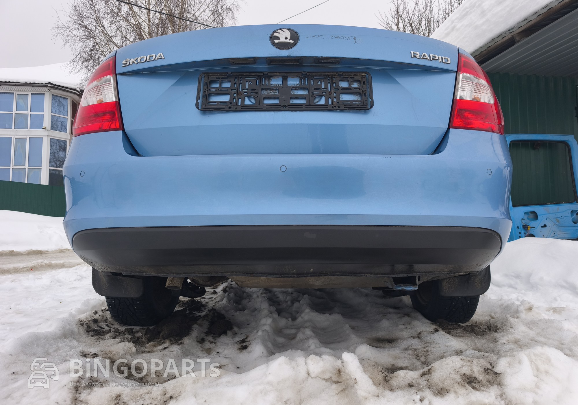 60U807421B Бампер задний голубой Рапид 2012-2020 для Skoda Rapid I (с 2012 по 2020)