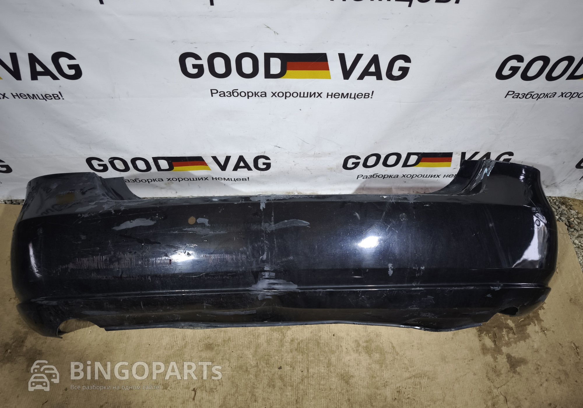 6RU807421 Бампер задний черный Поло 5 2010-2015 для Volkswagen Polo V (с 2009 по 2020)