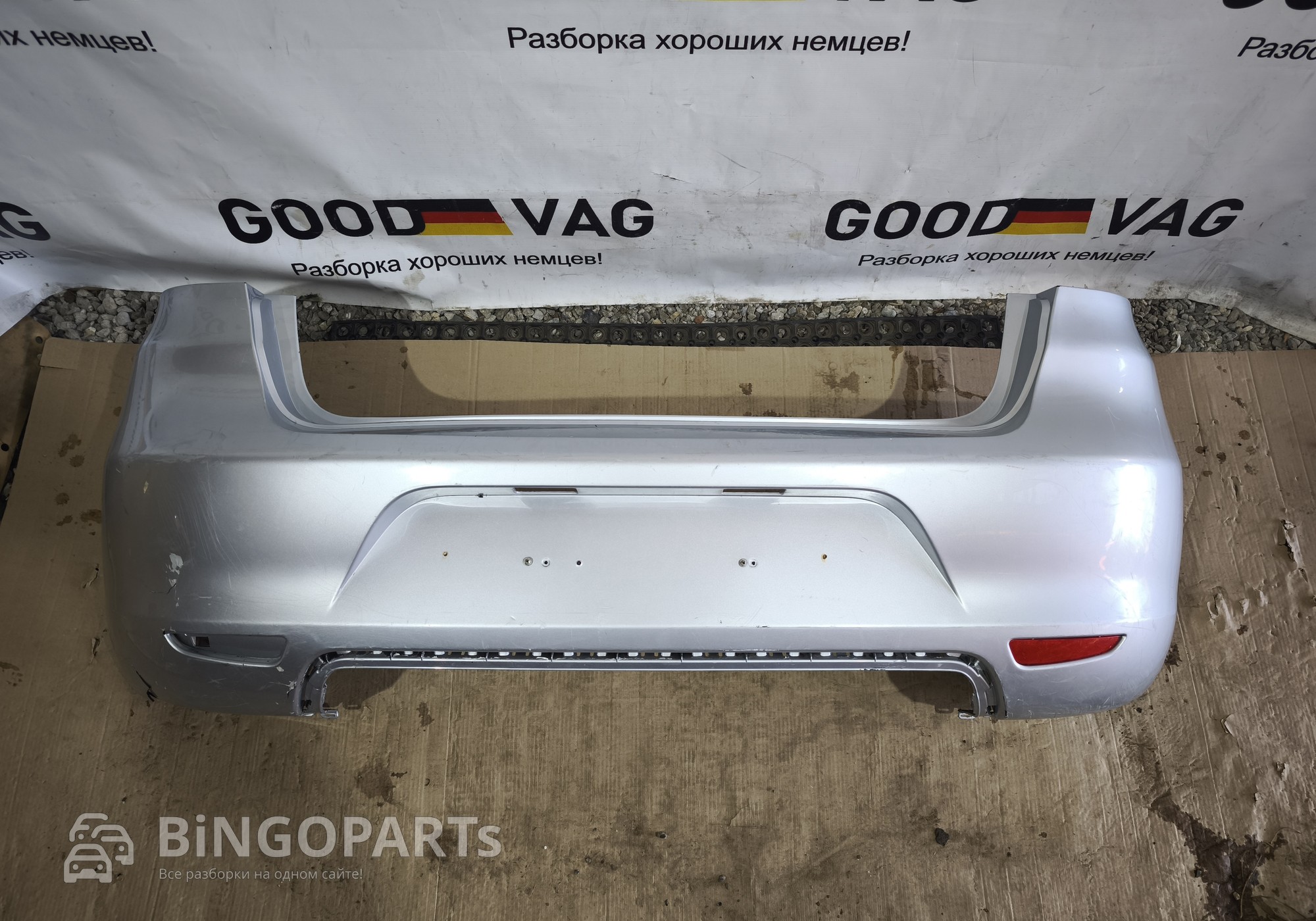 6L6807421L Бампер задний серебристый Сеат Ибица 3 2006-2008 для Seat Ibiza III (с 2002 по 2009)